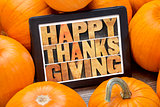 Happy Thanksgiving on digital tablet