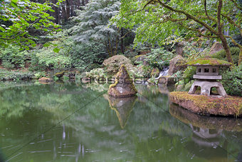 Japanese Stone Lantern by the Pond