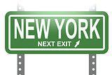 New York green sign board isolated