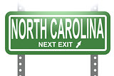 North Carolina green sign board isolated