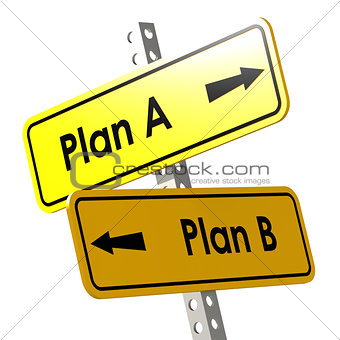 Plan A and B with yellow road Sign
