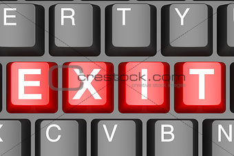 Red exit button on modern computer keyboard