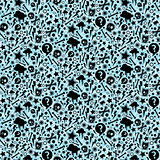 Seamless pattern with bones, skulls and stars. Emo-style.