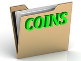 COINS - bright green letters on a folder