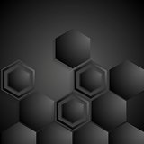 Black geometric hexagons background