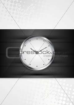 Silver wall clock on black stripes
