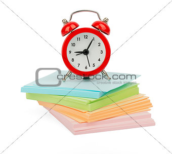 Pile of stickers with alarm clock