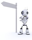 Robot with road sign