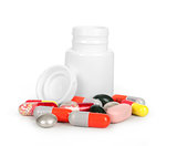 medical bottle and medical pills 