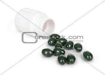 Medication pills in pills bottle