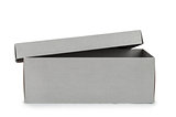 open gray shoe box isolated on white background
