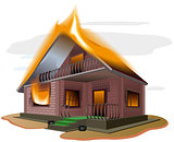 Brick house burns. Cottage fire. Vacation home. Property insurance