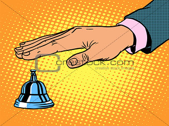 reception Desk call bell hand