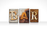 Bar Letterpress Concept Isolated on White