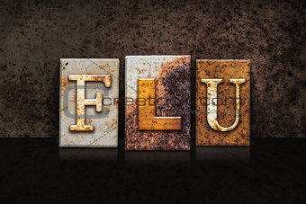 Flu Letterpress Concept on Dark Background