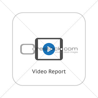 Video Report Icon. Business Concept. Flat Design.