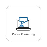 Online Consulting Icon. Business Concept. Flat Design.