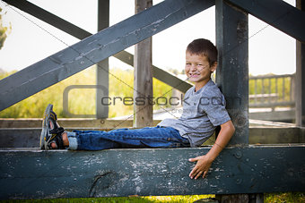 portrait of a little boy in the park