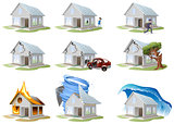 Home insurance. Property insurance. Big set house insurance