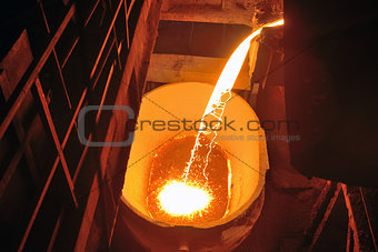 molten metal poured from ladle 