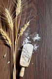 Wood spoons with wheat flour