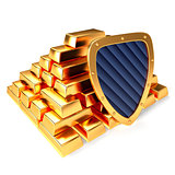 Gold bars and shield