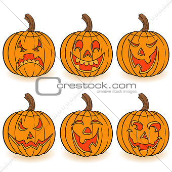 Halloween set of six pumpkins