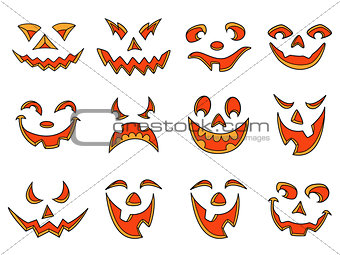 Halloween pumpkin smiles and grimaces