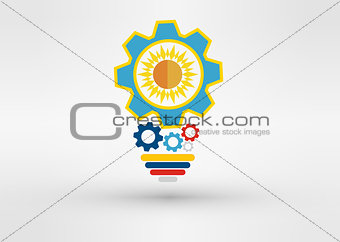 Light bulb vector icon low poly style. Idea icon origami style on white