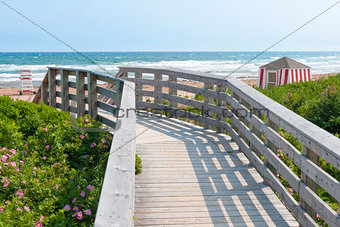 Wooden walkway to ocean beach