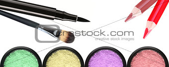 makeup poducts isolated on white background