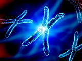 X chromosome on blue background