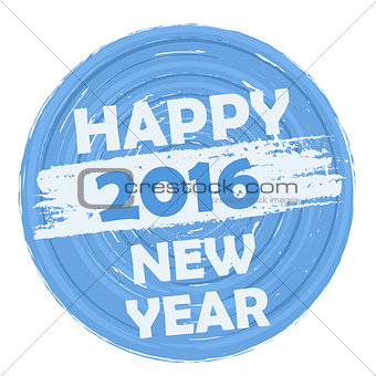 happy new year 2016 in circular drawn blue banner