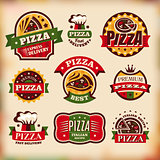 Set of vector vintage pizza labels