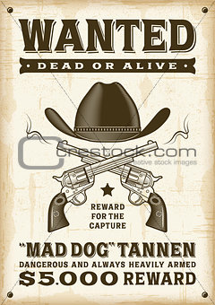 Vintage western wanted poster