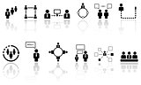human resource icons with reflection