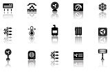 set of heating icons with reflection