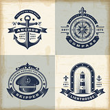 Set of vintage nautical labels