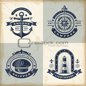 Set of vintage nautical labels