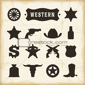 Vintage Western Icons Set