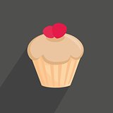 Cupcake vector sign isolated on dark background