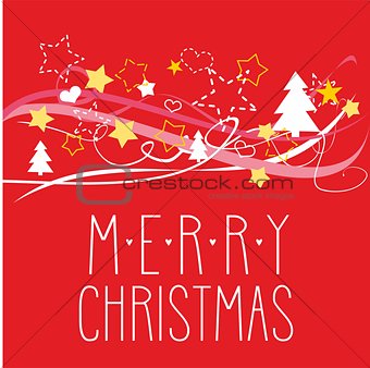 Holiday vector card with Merry Christmas wishes