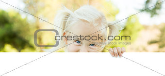 Cute Little Girl Holding White Board with Room For Text