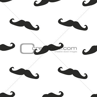 Tile vector pattern with mustache on white background