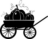 Cart with pumpkins. Silhouette