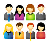 Vector icon set of people isolated over white background