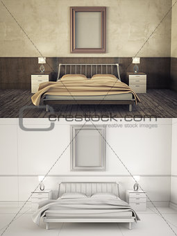 Interior frame mock-up - BEDROOM