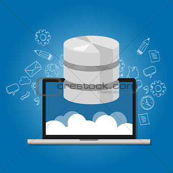 database data in the cloud network multimedia storage symbol icon laptop