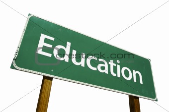 Education road sign isolated.