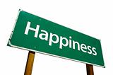 Happiness road sign isolated.